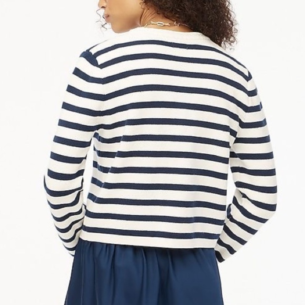 J Crew Striped cotton lady jacket cardigan sweater size XL - Picture 2 of 7
